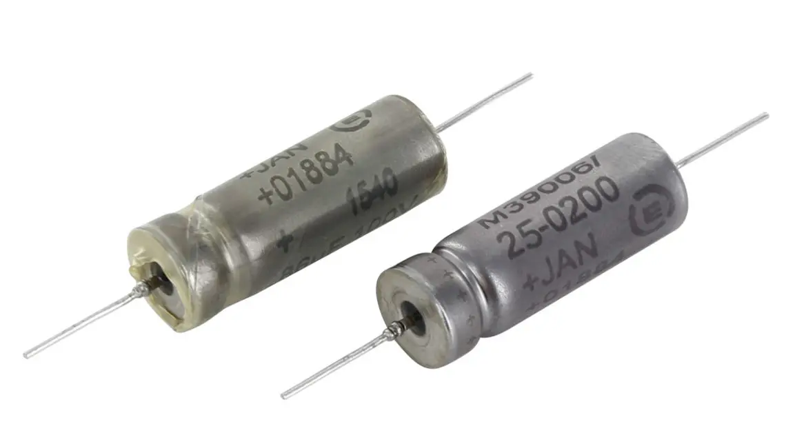 Wet tantalum capacitors; source: Exxelia