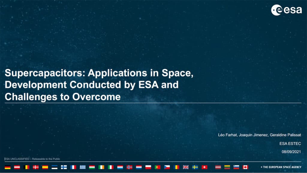 Supercapacitors: Applications in Space, Development Conducted by ESA and Challenges to Overcome